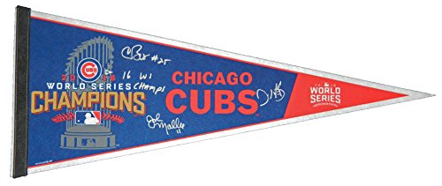 Chris Bosio, John Mallee & Dave Martinez Signed Chicago Cubs 2016 World Series Champion Pennant w/16 WS Champs - BOSOTH101 - Chris Bosio, John Mallee & Dave Martinez Signed Chicago Cubs 2016 World Series Champion Pennant w/16 WS Champs product image