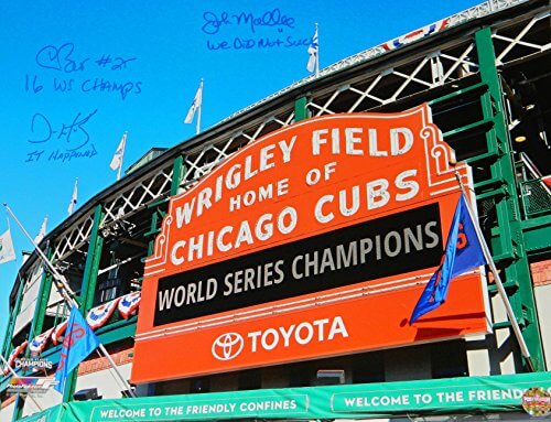 Chris Bosio, John Mallee & Dave Martinez Signed Cubs 2016 World Series Wrigley Field Marque Day Time 16x20 Photo w/3 Inscriptions - BOS16P111 - Chris Bosio, John Mallee & Dave Martinez Signed Cubs 2016 World Series Wrigley Field Marque Day Time 16x20 Photo w/3 Inscriptions product image