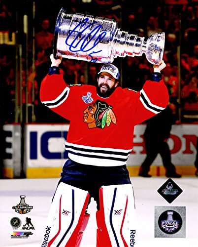 Corey Crawford Signed Chicago Blackhawks 2015 Stanley Cup Holding Trophy 8x10 Photo - CRA08P401 - Corey Crawford Signed Chicago Blackhawks 2015 Stanley Cup Holding Trophy 8x10 Photo product image
