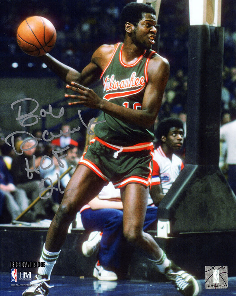 Bob Dandridge Signed Milwaukee Bucks With Basketball Action 8×10 Photo w/HOF'21 - DAN08P203 - Bob Dandridge Signed Milwaukee Bucks With Basketball Action 8×10 Photo w/HOF'21 product image