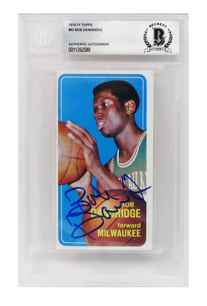 Bob Dandridge Signed Milwaukee Bucks 1970-71 Topps Tall Boy Rookie Card - (Beckett Encapsulated) - DANCAR201 - Bob Dandridge Signed Milwaukee Bucks 1970-71 Topps Tall Boy Rookie Card - (Beckett Encapsulated) product image