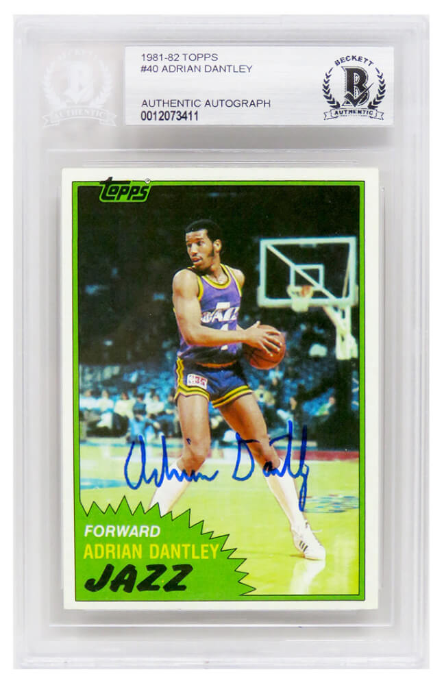 Adrian Dantley Signed Utah Jazz 1981-82 Topps Basketball Trading Card #40 (Beckett Encapsulated) - DANCAR210 - Adrian Dantley Signed Utah Jazz 1981-82 Topps Basketball Trading Card #40 (Beckett Encapsulated) product image