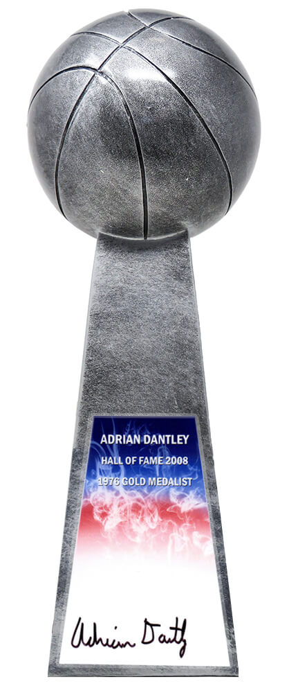 Adrian Dantley Signed Basketball Champion 14 Inch Replica Silver Trophy - DANTRO200 - Adrian Dantley Signed Basketball Champion 14 Inch Replica Silver Trophy product image