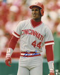 Eric Davis Signed Cincinnati Reds Grey Jersey Wearing Helmet 8x10 Photo - DAV08P104 - Eric Davis Signed Cincinnati Reds Grey Jersey Wearing Helmet 8x10 Photo product image