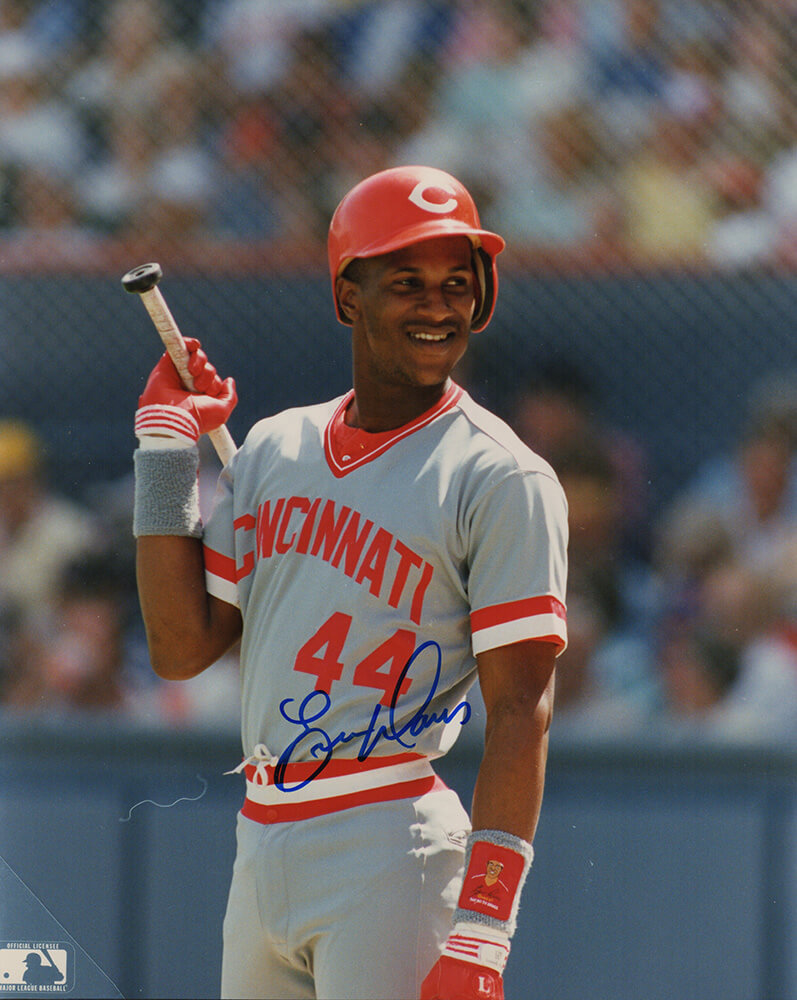 Eric Davis Signed Reds Grey Jersey Bat In Hand 8x10 Photo - DAV08P106 - Eric Davis Signed Reds Grey Jersey Bat In Hand 8x10 Photo product image