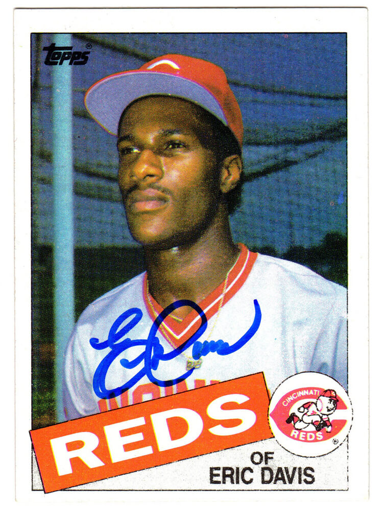 Eric Davis Signed Cincinnati Reds 1985 Topps Rookie Card #627 - DAVCAR100 - Eric Davis Signed Cincinnati Reds 1985 Topps Rookie Card #627 product image