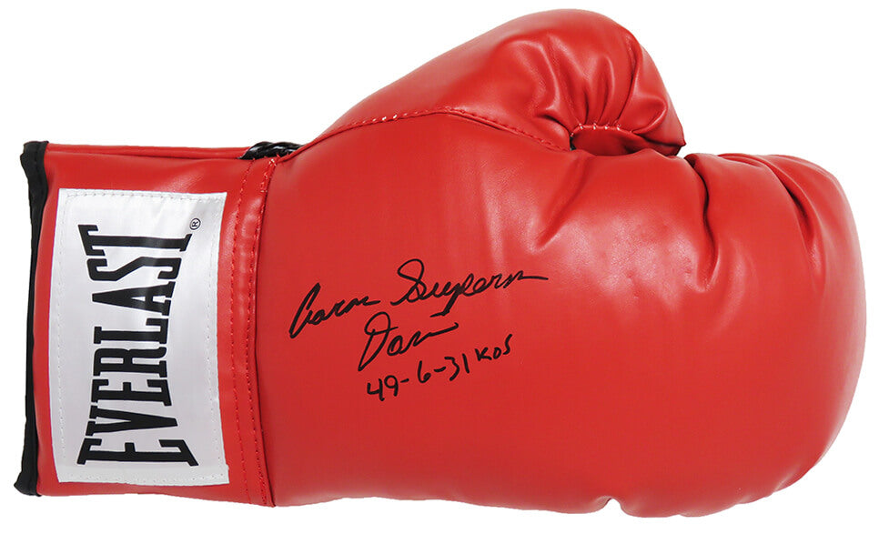 Aaron Davis Signed Everlast Red Boxing Glove w/Superman, 49-6, 31 KO's - DAVGLV501 - Aaron Davis Signed Everlast Red Boxing Glove w/Superman, 49-6, 31 KO's product image