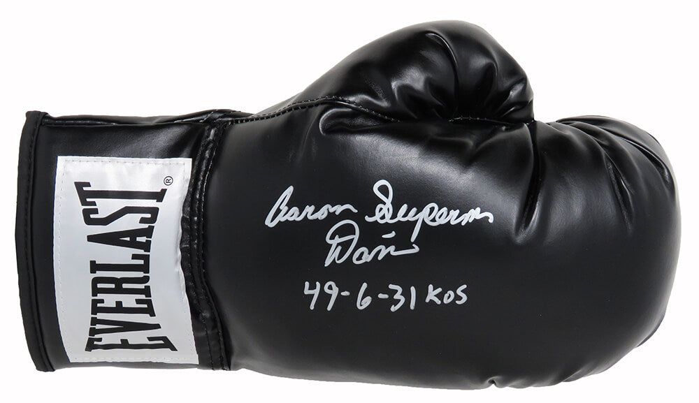 Aaron Davis Signed Everlast Black Boxing Glove w/Superman, 49-6, 31 KO's - DAVGLV503 - Aaron Davis Signed Everlast Black Boxing Glove w/Superman, 49-6, 31 KO's product image