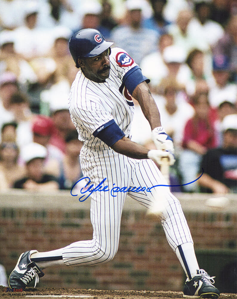 Andre Dawson Signed Chicago Cubs Swinging Action 8x10 Photo - DAW08P106 - Andre Dawson Signed Chicago Cubs Swinging Action 8x10 Photo product image