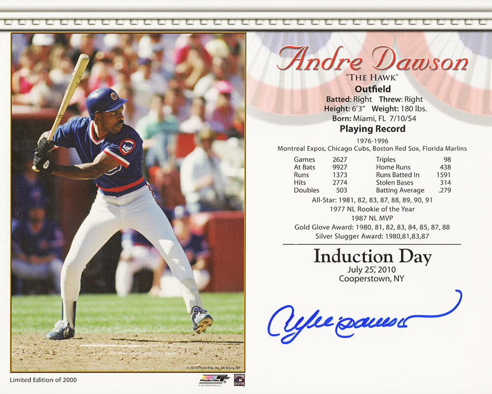 Andre Dawson Signed Chicago Cubs Hall of Fame Induction Day 8x10 Photo - DAW08P107 - Andre Dawson Signed Chicago Cubs Hall of Fame Induction Day 8x10 Photo product image