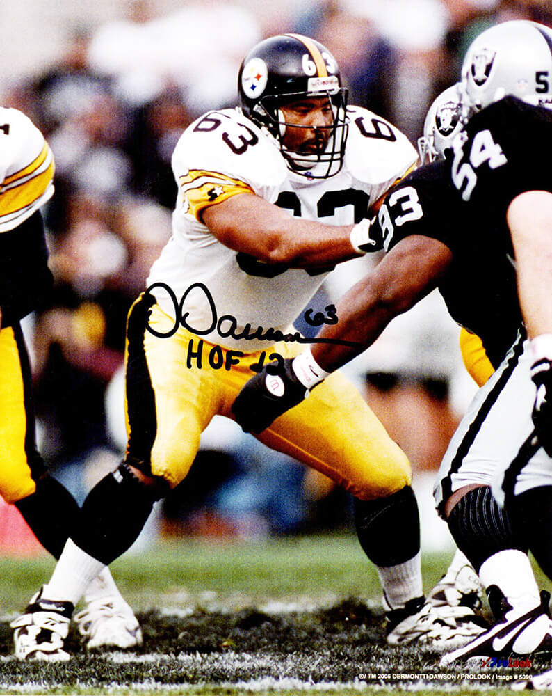 Dermontti Dawson Signed Pittsburgh Steelers Blocking Action 8x10 Photo w/HOF'12 - DAW08P311 - Dermontti Dawson Signed Pittsburgh Steelers Blocking Action 8x10 Photo w/HOF'12 product image