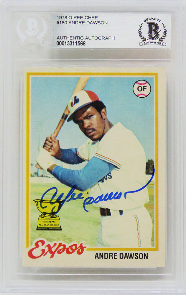 Andre Dawson Signed Montreal Expos 1978 O-Pee-Chee Baseball Card #180 - (Beckett Encapsulated) - DAWCAR103 - Andre Dawson Signed Montreal Expos 1978 O-Pee-Chee Baseball Card #180 - (Beckett Encapsulated) product image
