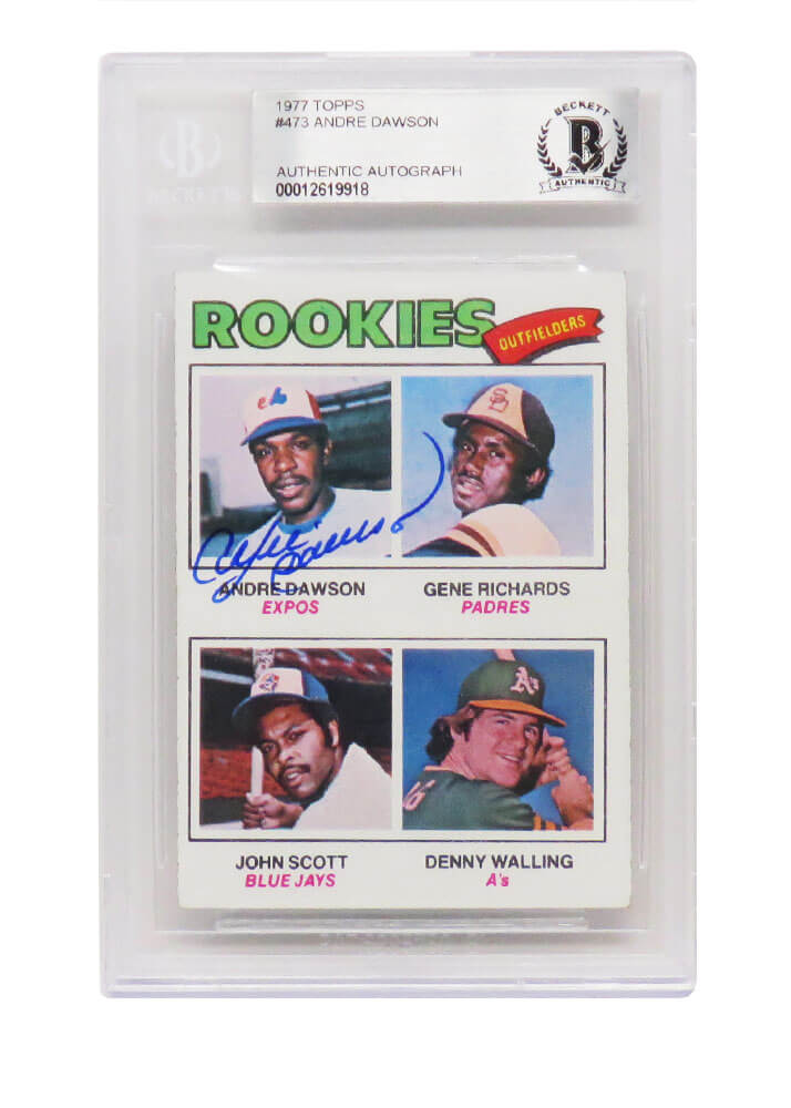 Andre Dawson Signed Montreal Expos 1977 Topps Rookie Card #473 - (Beckett Encapsulated) - DAWCAR102 - Andre Dawson Signed Montreal Expos 1977 Topps Rookie Card #473 - (Beckett Encapsulated) product image