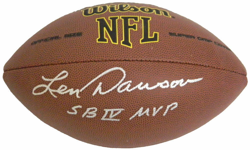 Len Dawson Signed Wilson NFL Super Grip Full-Size Football w/SB IV MVP - DAWFTB301 - Len Dawson Signed Wilson NFL Super Grip Full-Size Football w/SB IV MVP product image