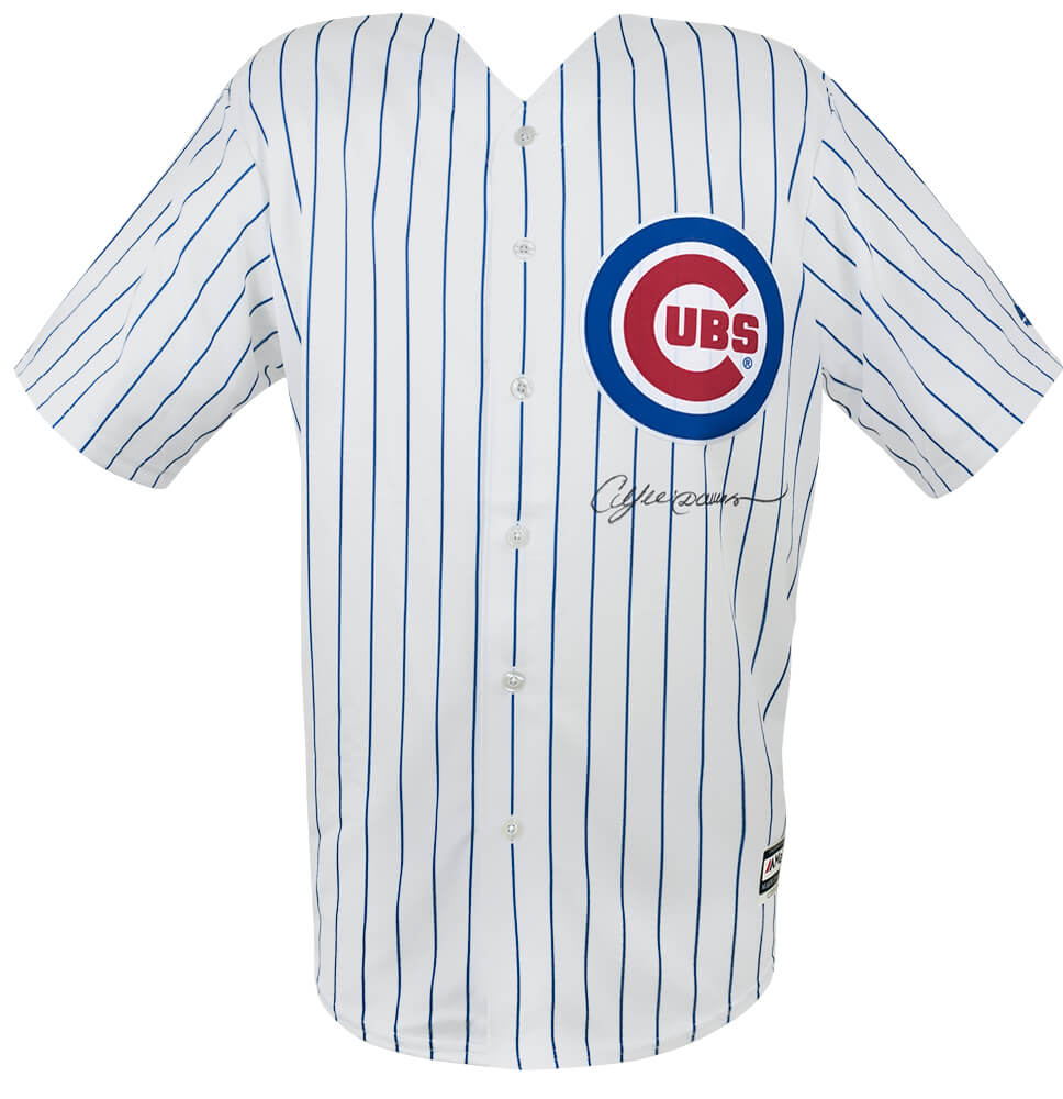 Andre Dawson Signed Chicago Cubs White Pinstripe Majestic Replica Baseball Jersey - DAWJRY103 - Andre Dawson Signed Chicago Cubs White Pinstripe Majestic Replica Baseball Jersey product image