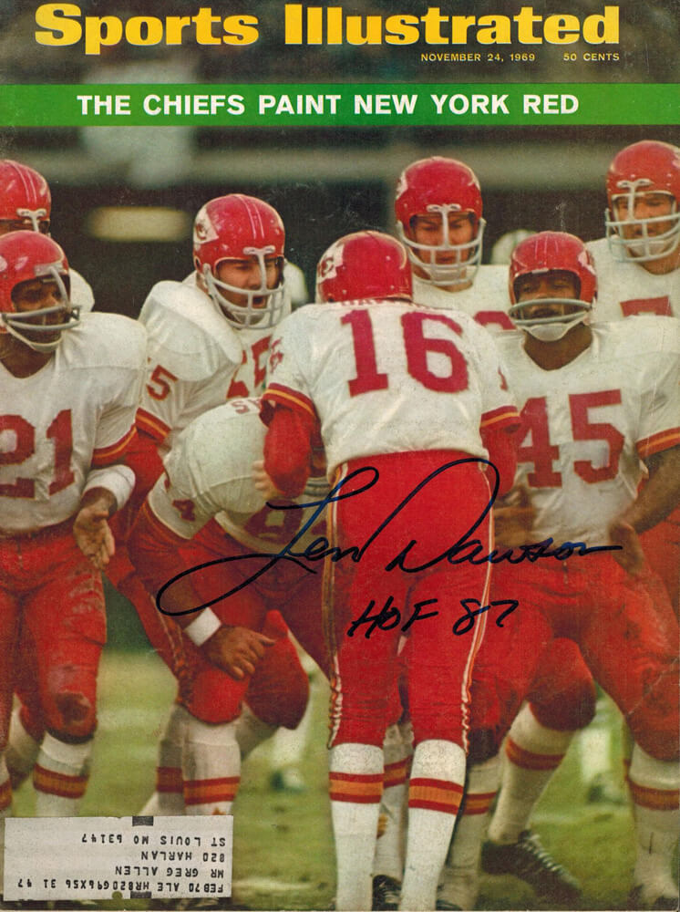 Len Dawson Signed Chiefs Sports Illustrated 11/24/69 w/HOF'87 - DAWMAG300 - Len Dawson Signed Chiefs Sports Illustrated 11/24/69 w/HOF'87 product image