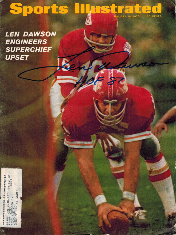 Len Dawson Signed Chiefs Sports Illustrated 1/19/70 w/HOF'87 - DAWMAG301 - Len Dawson Signed Chiefs Sports Illustrated 1/19/70 w/HOF'87 product image
