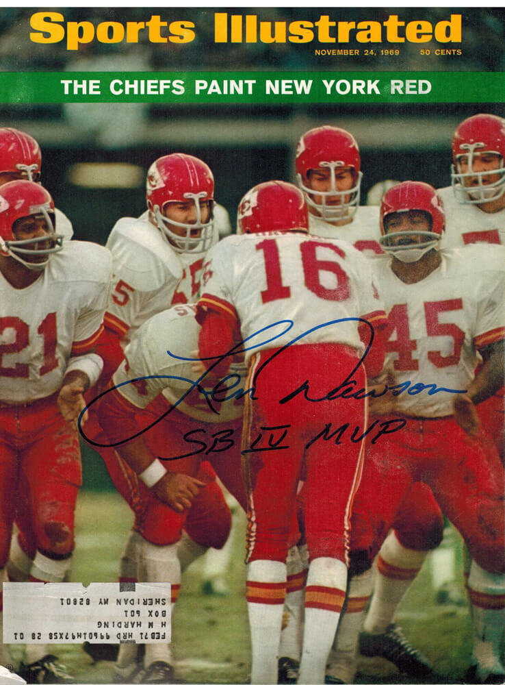 Len Dawson Signed "The Chiefs Paint New York Red" 11/24/69 Sports Illustrated w/SB IV MVP - DAWMAG302 - Len Dawson Signed "The Chiefs Paint New York Red" 11/24/69 Sports Illustrated w/SB IV MVP product image