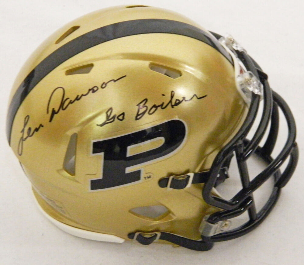 Len Dawson Signed Purdue Boilermakers Riddell Speed Mini Helmet w/Go Boilers - DAWMIN303 - Len Dawson Signed Purdue Boilermakers Riddell Speed Mini Helmet w/Go Boilers product image