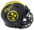 Dermontti Dawson Signed Pittsburgh Steelers Eclipse Black Matte Riddell Speed Mini Helmet w/HOF'12 - DAWMIN314 - Dermontti Dawson Signed Pittsburgh Steelers Eclipse Black Matte Riddell Speed Mini Helmet w/HOF'12 product image