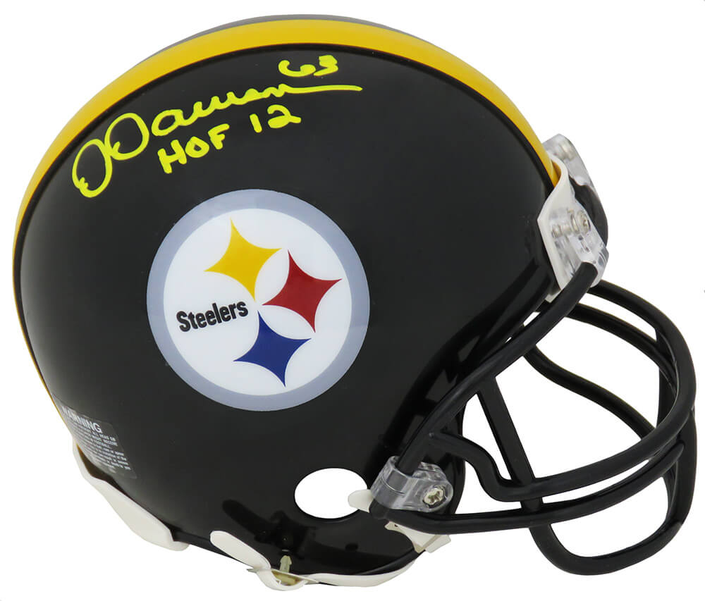 Dermontti Dawson Signed Pittsburgh Steelers Riddell Mini Helmet w/HOF'12 (Yellow Ink) - DAWMIN315 - Dermontti Dawson Signed Pittsburgh Steelers Riddell Mini Helmet w/HOF'12 (Yellow Ink) product image
