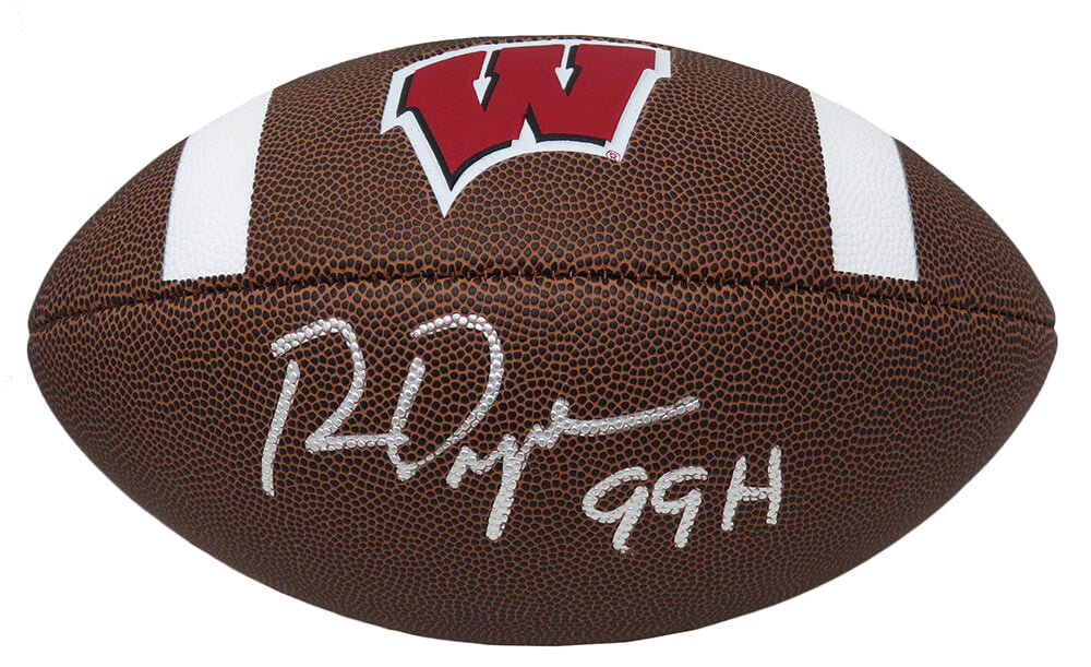 Ron Dayne Signed Wisconsin Baden Brown Logo Football w/99H - DAYFTB303 - Ron Dayne Signed Wisconsin Baden Brown Logo Football w/99H product image