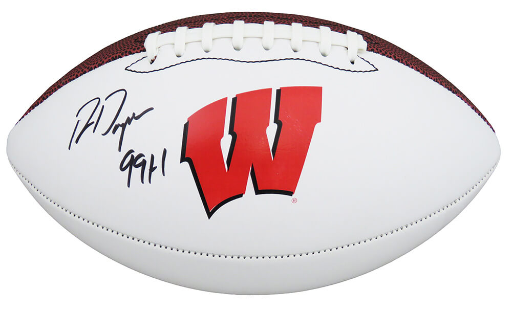 Ron Dayne Signed Wisconsin Baden White Logo Football w/99H - DAYFTB304 - Ron Dayne Signed Wisconsin Baden White Logo Football w/99H product image