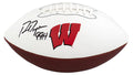 Ron Dayne Signed Wisconsin Logo Brands White Logo Football w/99H - DAYFTB306 - Ron Dayne Signed Wisconsin Logo Brands White Logo Football w/99H product image