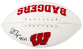 Ron Dayne Signed Wisconsin Badgers Franklin White Logo Football w/99H - DAYFTB307 - Ron Dayne Signed Wisconsin Badgers Franklin White Logo Football w/99H product image