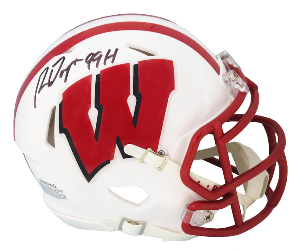 Ron Dayne Signed Wisconsin Riddell Speed Mini Helmet w/99H - DAYMIN305 - Ron Dayne Signed Wisconsin Riddell Speed Mini Helmet w/99H product image