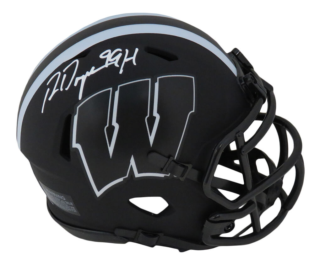 Ron Dayne Signed Wisconsin Badgers Eclipse Black Matte Riddell Speed Mini Helmet w/99H - DAYMIN306 - Ron Dayne Signed Wisconsin Badgers Eclipse Black Matte Riddell Speed Mini Helmet w/99H product image