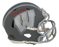 Ron Dayne Signed Wisconsin Badgers SLATE Riddell Speed Mini Helmet w/99H - DAYMIN310 - Ron Dayne Signed Wisconsin Badgers SLATE Riddell Speed Mini Helmet w/99H product image