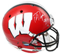 Ron Dayne Signed Wisconsin Badgers Red Schutt Full Size Replica Helmet w/99H - DAYREP301 - Ron Dayne Signed Wisconsin Badgers Red Schutt Full Size Replica Helmet w/99H product image