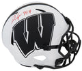 Ron Dayne Signed Wisconsin Badgers Lunar Eclipse White Matte Riddell Full Size Speed Replica Helmet w/99H - DAYREP305 - Ron Dayne Signed Wisconsin Badgers Lunar Eclipse White Matte Riddell Full Size Speed Replica Helmet w/99H product image