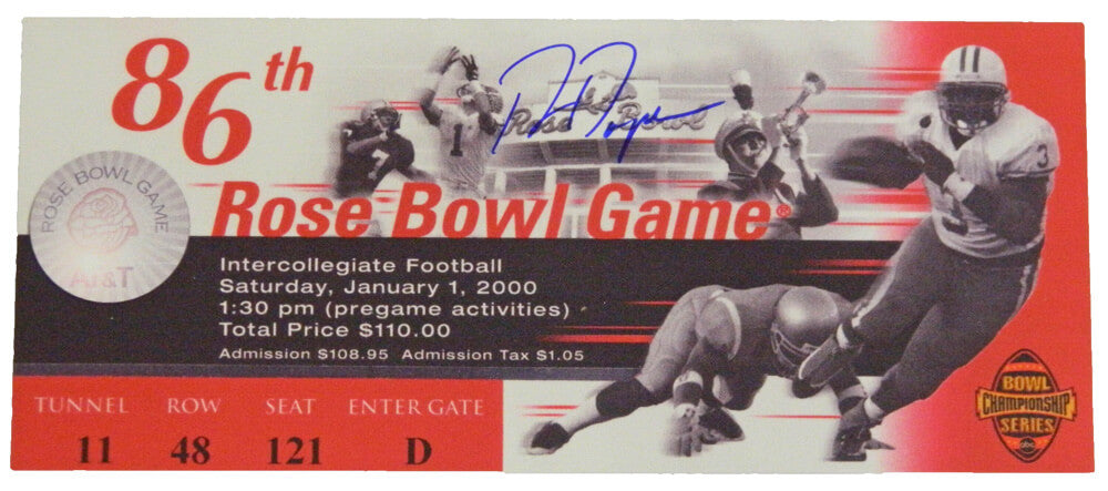 Ron Dayne Signed Wisconsin Badgers 2000 Rose Bowl 6x14 Mini Mega Ticket - DAYTIC300 - Ron Dayne Signed Wisconsin Badgers 2000 Rose Bowl 6x14 Mini Mega Ticket product image