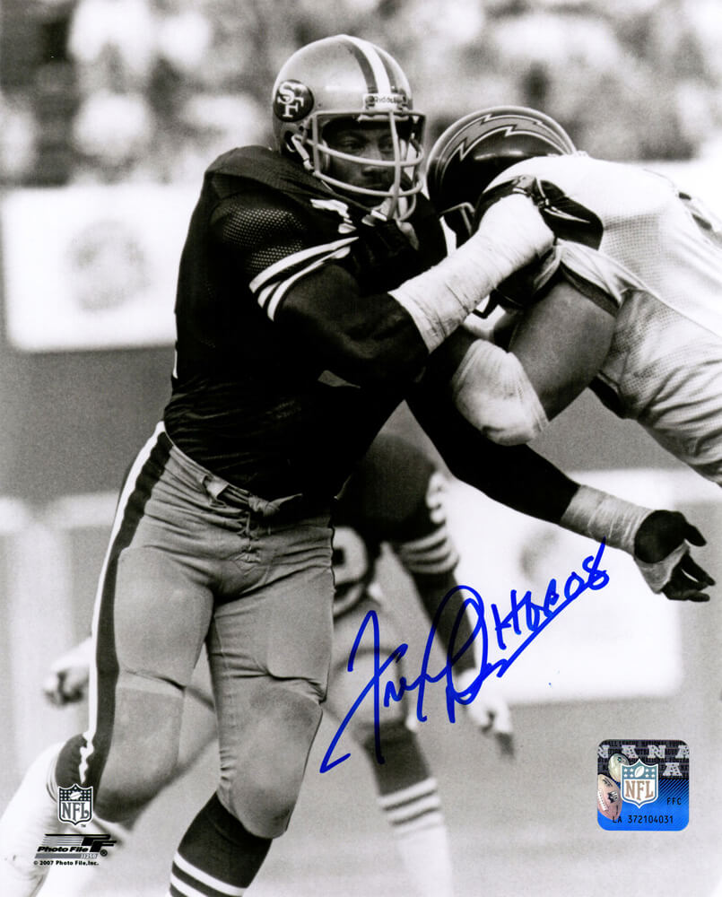 Fred Dean Signed 49ers B&W Action 8x10 Photo w/HOF 08 - DEA08P301 - Fred Dean Signed 49ers B&W Action 8x10 Photo w/HOF 08 product image