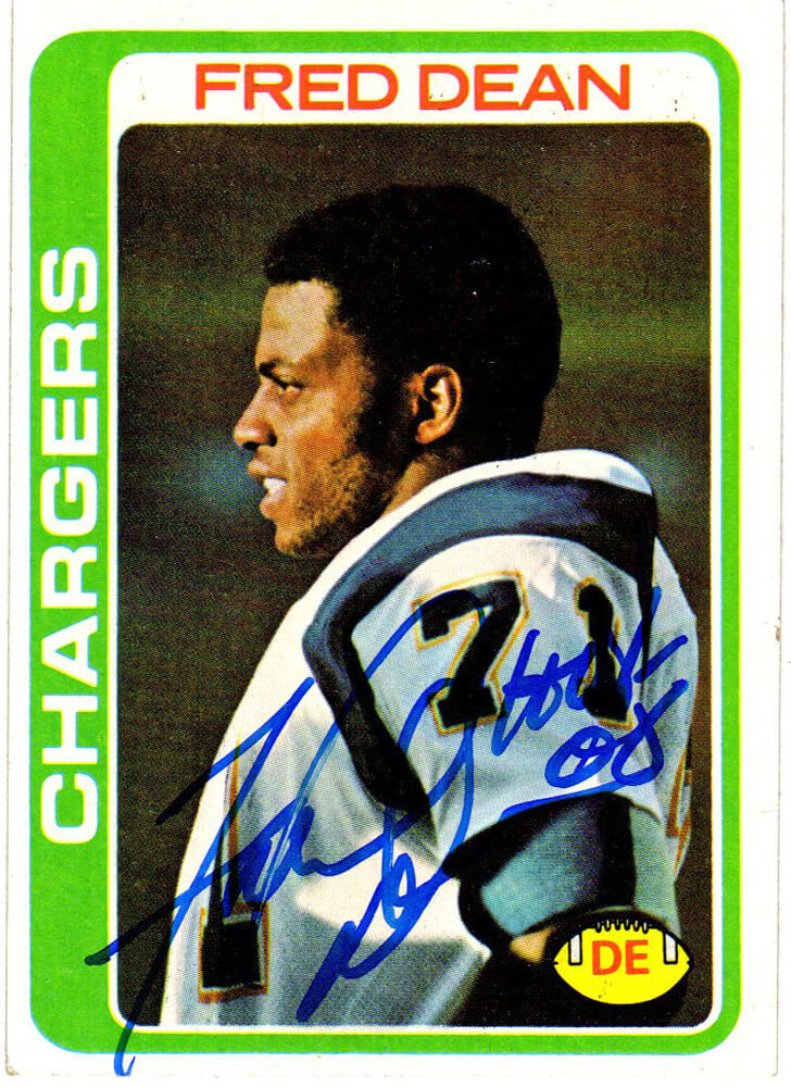 Fred Dean Signed Chargers 1978 Topps Card #217 w/HOF 08 - DEACAR300 - Fred Dean Signed Chargers 1978 Topps Card #217 w/HOF 08 product image