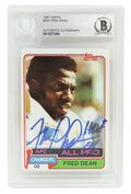 Fred Dean Signed Chargers 1981 Topps Football Trading Card #520 w/HOF'08 (Beckett Encapsulated) - DEACAR304 - Fred Dean Signed Chargers 1981 Topps Football Trading Card #520 w/HOF'08 (Beckett Encapsulated) product image