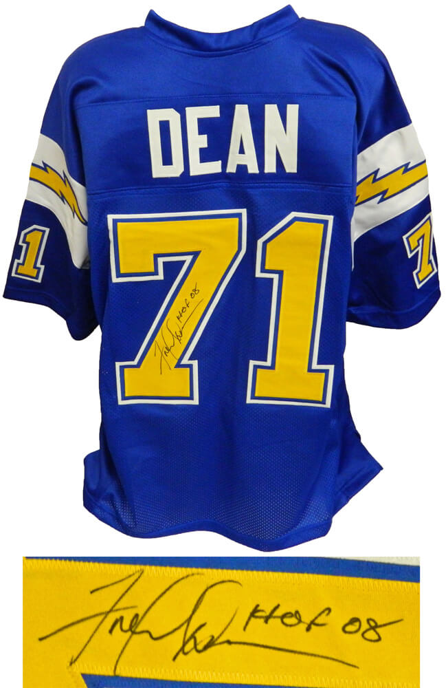Fred Dean Signed Navy Blue Throwback Custom Football Jersey w/HOF 08 - DEAJRY302 - Fred Dean Signed Navy Blue Throwback Custom Football Jersey w/HOF 08 product image