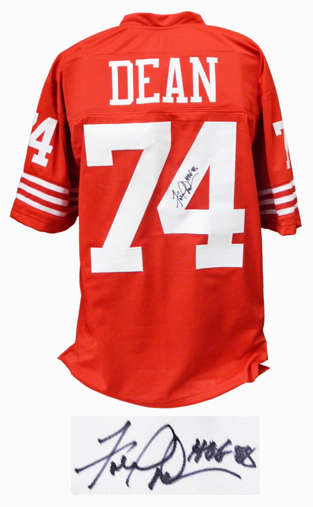 Fred Dean Signed Red T/B Custom Football Jersey w/HOF'08 - DEAJRY304 - Fred Dean Signed Red T/B Custom Football Jersey w/HOF'08 product image