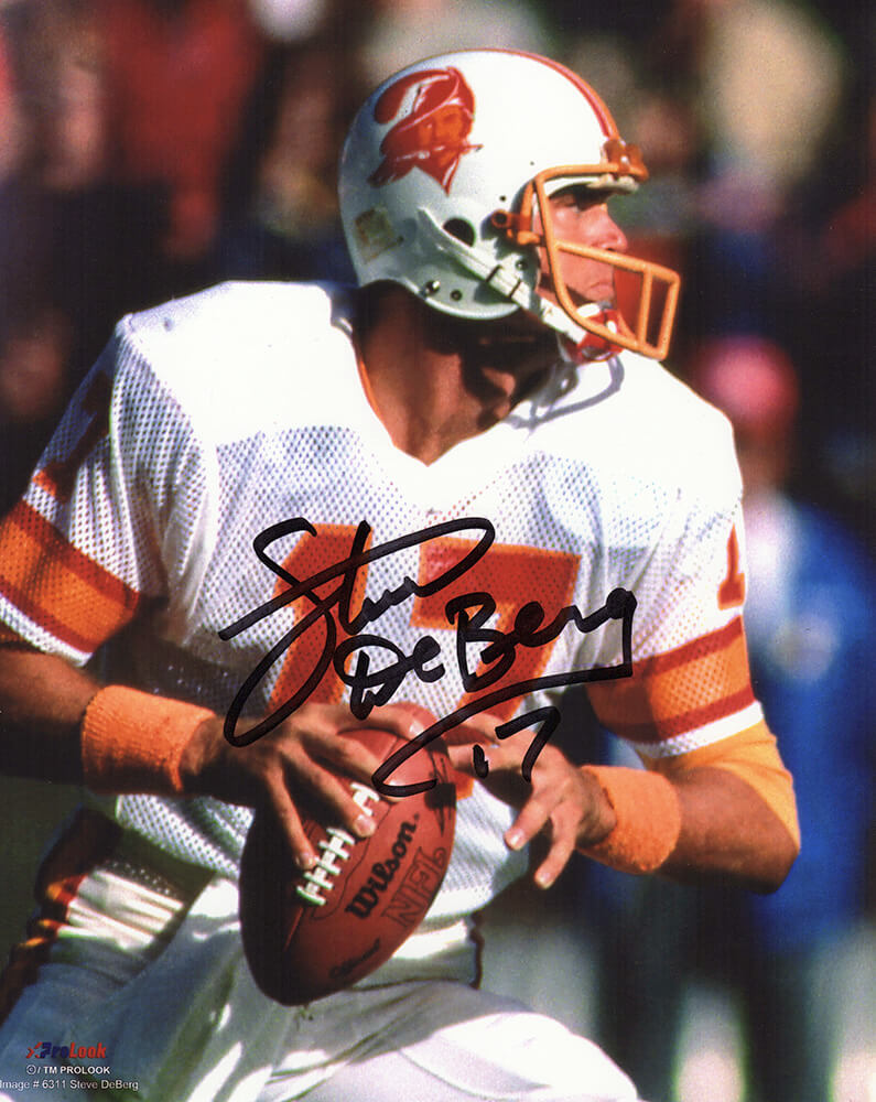 Steve DeBerg Signed Tampa Bay Buccaneers Dropback Action 8x10 Photo - DEB08P300 - Steve DeBerg Signed Tampa Bay Buccaneers Dropback Action 8x10 Photo product image