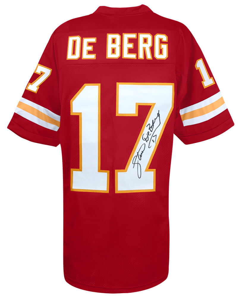 Steve DeBerg Signed Red Custom Football Jersey - DEBJRY301 - Steve DeBerg Signed Red Custom Football Jersey product image