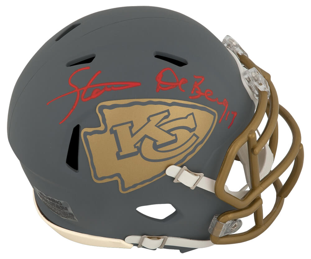 Steve DeBerg Signed Kansas City Chiefs SLATE Riddell Speed Mini Helmet - DEBMIN302 - Steve DeBerg Signed Kansas City Chiefs SLATE Riddell Speed Mini Helmet product image
