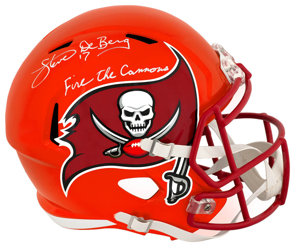 Steve DeBerg Signed Tampa Bay Buccaneers FLASH Riddell Full Size Speed Replica Helmet w/Fire The Cannons - DEBREP305 - Steve DeBerg Signed Tampa Bay Buccaneers FLASH Riddell Full Size Speed Replica Helmet w/Fire The Cannons product image