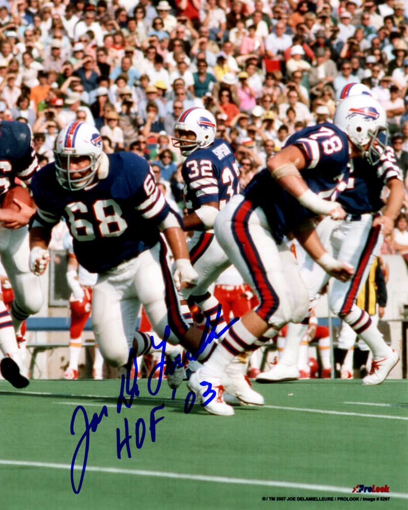 Joe DeLamielleure Signed Bills Action 8x10 Photo w/HOF'03 - DEL08P301 - Joe DeLamielleure Signed Bills Action 8x10 Photo w/HOF'03 product image
