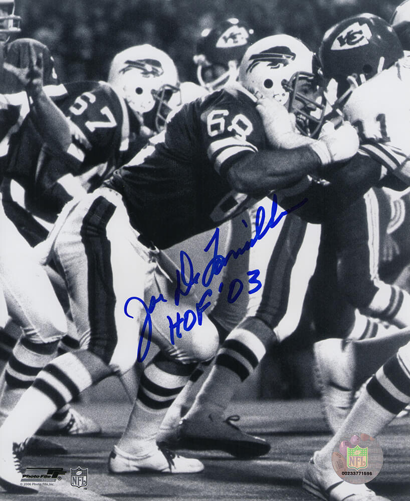 Joe DeLamielleure Signed Buffalo Bills B&W vs Chiefs 8x10 Photo w/HOF'03 - DEL08P308 - Joe DeLamielleure Signed Buffalo Bills B&W vs Chiefs 8x10 Photo w/HOF'03 product image