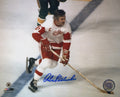 Alex Delvecchio Signed Detroit Red Wings White Jersey Skating Action 8x10 Photo - DEL08P400 - Alex Delvecchio Signed Detroit Red Wings White Jersey Skating Action 8x10 Photo product image