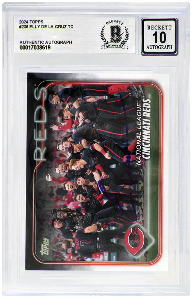 Elly De La Cruz Signed Cincinnati Reds 2024 Topps Rookie Baseball Card #238 - (Beckett / Auto Grade 10) - DELCAR100 - Elly De La Cruz Signed Cincinnati Reds 2024 Topps Rookie Baseball Card #238 - (Beckett / Auto Grade 10) product image