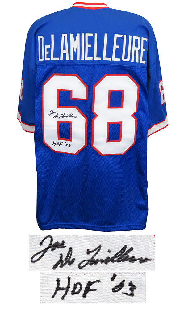 Joe DeLamielleure Signed Blue Throwback Custom Football Jersey w/HOF'03 - DELJRY300 - Joe DeLamielleure Signed Blue Throwback Custom Football Jersey w/HOF'03 product image