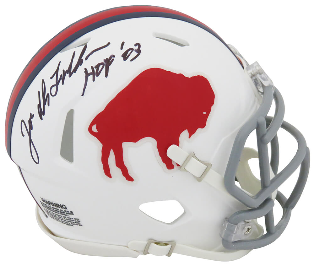 Joe DeLamielleure Signed Buffalo Bills 70's Style T/B White Riddell Speed Mini Helmet w/HOF'03 - DELMIN305 - Joe DeLamielleure Signed Buffalo Bills 70's Style T/B White Riddell Speed Mini Helmet w/HOF'03 product image